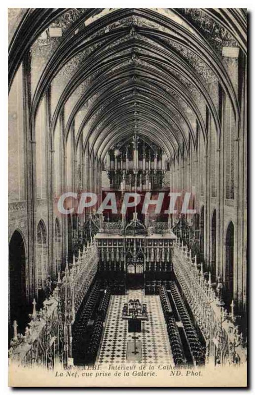 Postcard Old Albi Cathedral Interior of the Nave view from the Organ Gallery