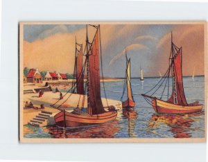 Postcard Picturesque Scene Sailing Boats on the Docks