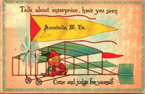 Comic Airplane Pennant Have You Seen Annebelle West Virginia WV DB Postcard O13