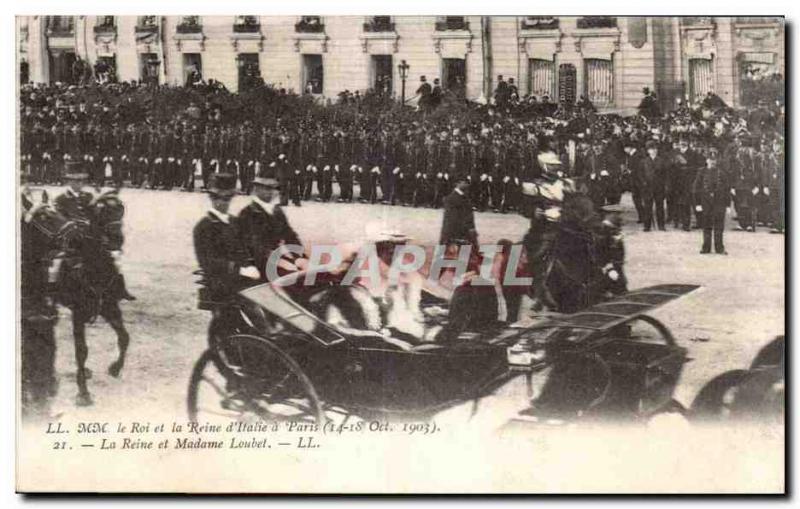 Old Postcard Militaria The King and Queen of Italy in Paris (October 1903) Th...