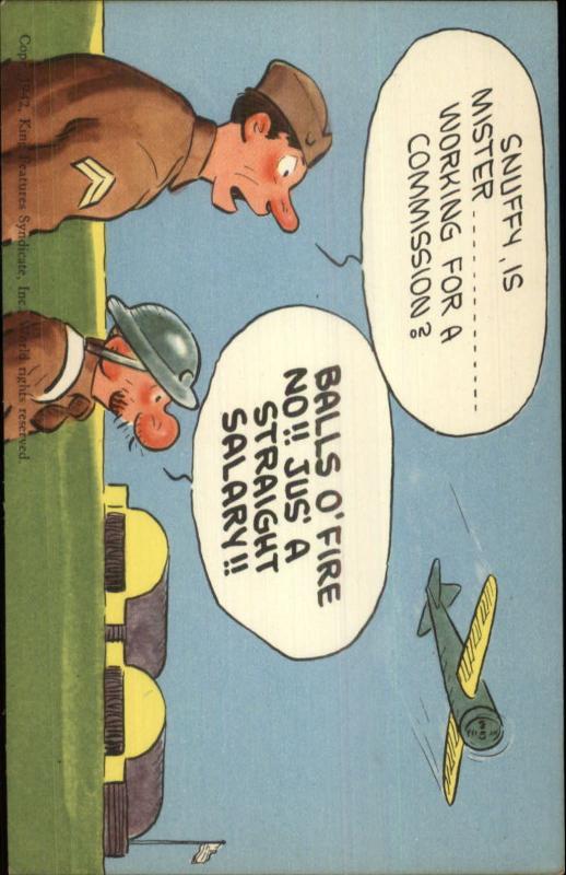 Snuffy Smith WWII Aviation Airplane Comic Vintage Postcard #2 EXC COND