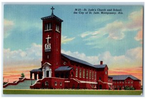c1940 Exterior View St Jude Church School Montgomery Alabama AL Antique Postcard 