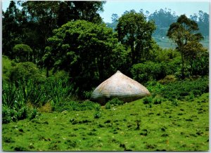 VINTAGE CONTINENTAL SIZED POSTCARD WOVEN BAMBOO TUKUL ETHIOPIA STAMP BLOCK 1984