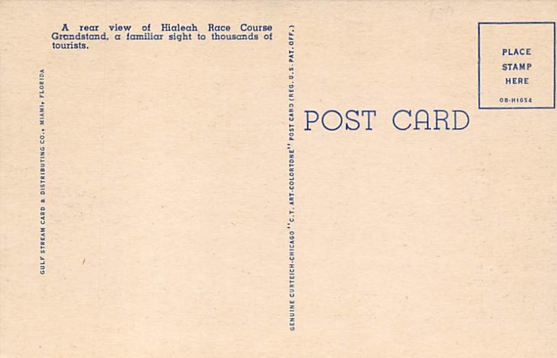 Beautiful Hialeah Race Course Hialeah FL Postcard