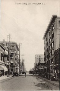 Victoria BC Fort Street looking East Eoropean Import 529 Postcard G68