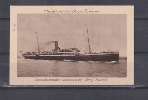 GERMAN SHIP  PRINZ HEINRICH , NORTH GERMAN LLOYD, BREMEN, c1935 ppc., unused.