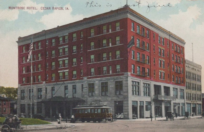 Postcard Montrose Hotel Cedar Rapids Iowa IA