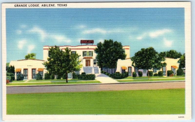ABILENE, Texas  TX    Roadside  GRANDE LODGE  ca 1940s Linen  Postcard