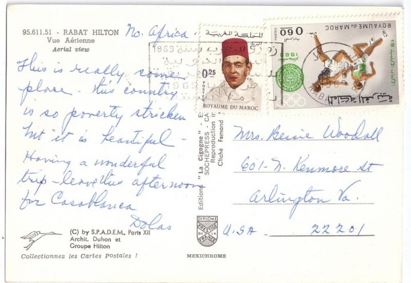 Rabat Hilton Hotel Morocco Africa Stamps 1969 4X6 Chrome