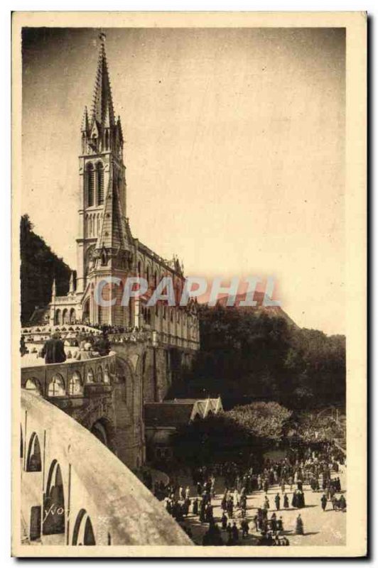 Old Postcard Lourdes Basilica