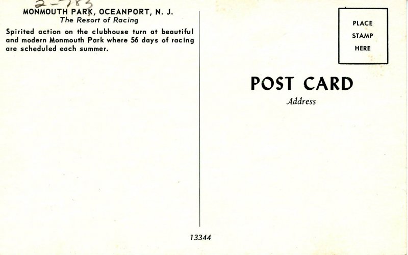 NJ - Oceanport. Monmouth Park, Horse Racing