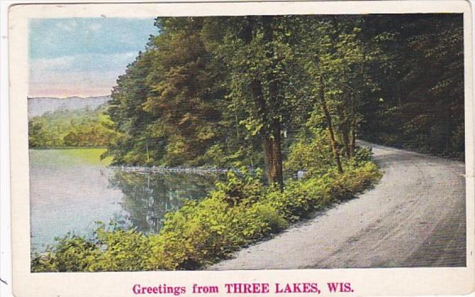 Wisconsin Greetings From Three Lakes 1936