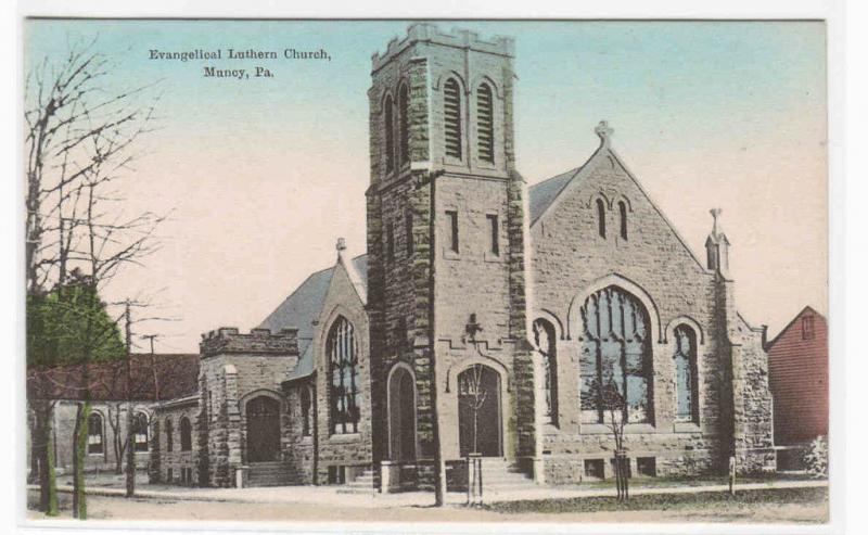 Evangelical Lutheran Church Muncy Pennsylvania 1910c postcard