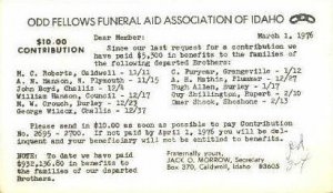 Odd  Fellows Funeral Aid Association - Caldwell, Idaho ID  