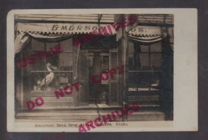 Elmore MINNESOTA RPPC c1910 EMERSON DRUG STORE Taxidermy nr Blue Earth Fairmont