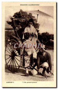 Postcard Old Missions SALESIAN Japan Japan Nippon In rickshaw (folklore costume)