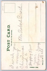 K39/ Santa Claus Christmas Postcard c1910 Glitter Children Tree 27