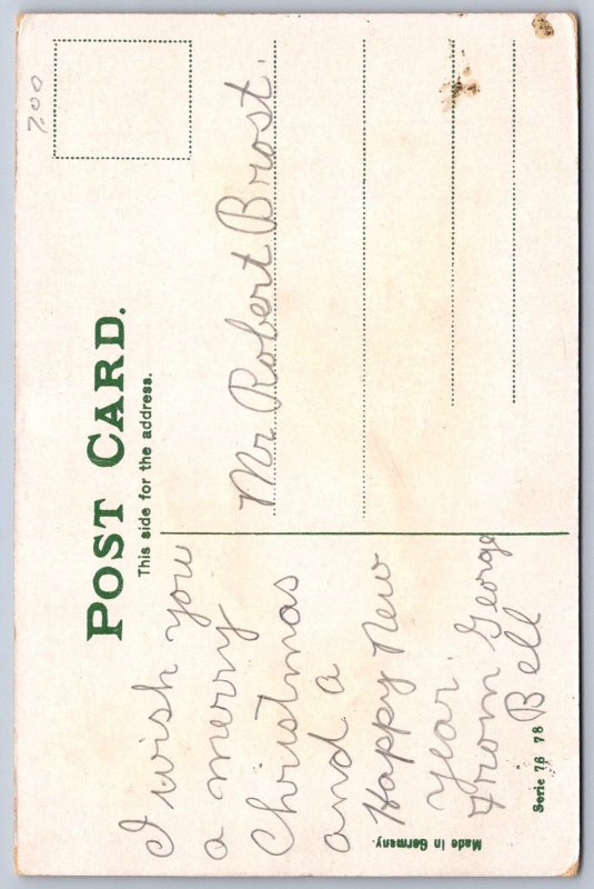 K39/ Santa Claus Christmas Postcard c1910 Glitter Children Tree 27