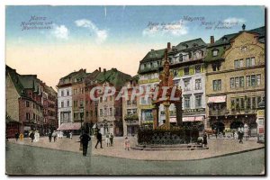 Old Postcard Mainz Marktplatz und Marktbrunnen