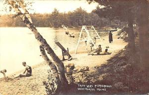 West Poland ME Tripp Lake Playground Beach View RPPC Postcard