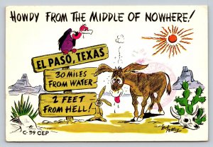 c1981 Howdy From EL PASO Texas 4x6 VINTAGE Postcard 0331