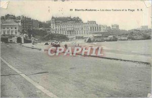 Old Postcard Biarritz Modern Both Casinos and the Beach