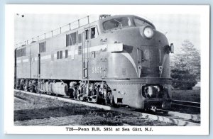 Sea Girt New Jersey NJ Postcard Penn RR Railroad Locomotive Train 1940 Vintage