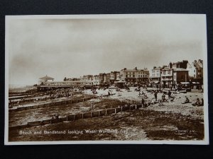 Sussex WORTHING Beach & Bandstand c1930 RP Postcard by Valentine