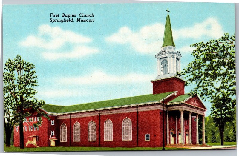 Postcard MO Springfield  First Baptist Church