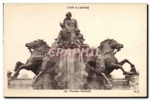 Postcard Old Lyon Fontaine Bartholdi shows