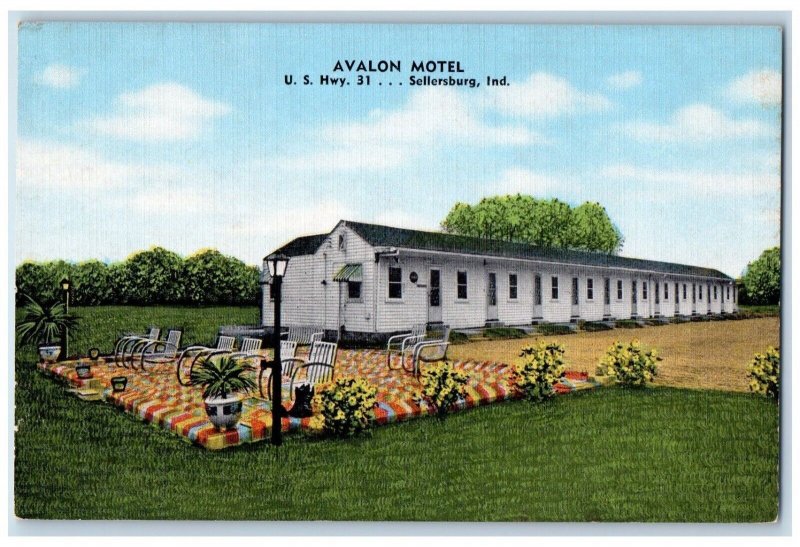 c1950's Avalon Motel Chairs Sellersburg Indiana IN US Highway 31 Postcard