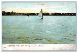 1907 Boat Sailing On Lake Merritt Oakland California CA Posted Vintage Postcard