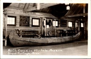 Minnesota Grand Portage North Canoe In Stockade Museum Real Photo