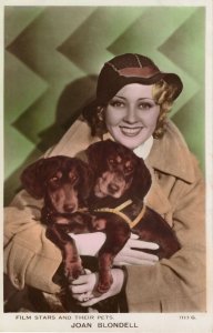 Joan Blondell Film Stars & Their Pets Real Photo Postcard