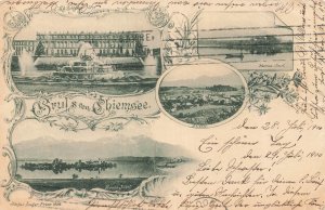 CHIEMSEE GERMANY~SCHLOSS-PRIEN-HERREN INSEL-FAUEN INSEL~1900 LOUGER POSTCARD