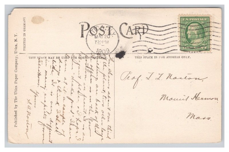 Postcard Globe Woolen Mill Utica N. Y. New York c1909 Postmark