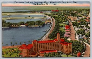 St Petersburg Florida~Waterfront Park & Downtown Hotel District~PM 1958~Linen PC