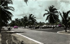 aruba, N.A., New Boulevard to Basiruti, Cars (1959) Tinted RPPC Postcard