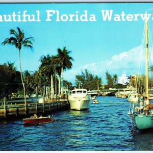 c1960s Pub Miami, FL Boats Waterways Ship Beautiful Greeting Port Chrome PC A307