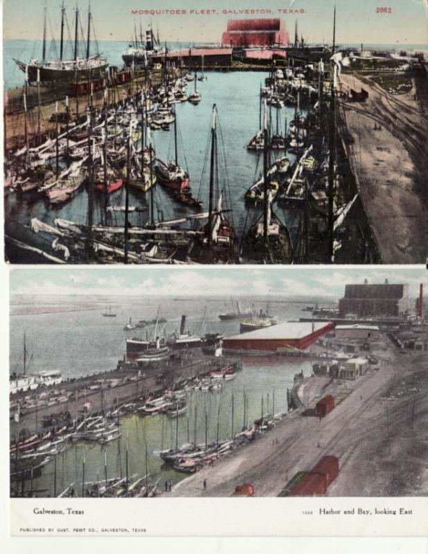 TX   GALVESTON   HARBOR / MOSQUITOES FLEET 2 postcards