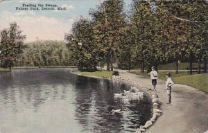 Michigan Detroit Feeding The Swans Palmer Park 1917