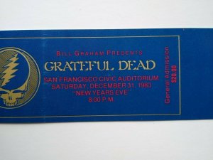 Grateful Dead Concert Ticket Non Numbered Rare Original Unused 1983 Jerry Garcia