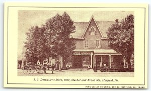 VINTAGE HATFIELD PA I C DETWEILER'S STORE 1909 LOCAL LANDMARKS POSTCARD P3931