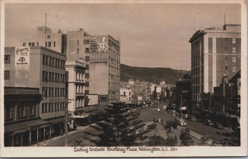 New Zealand Looking Towards Courtenay Place Wellington Vintage RPPC C097