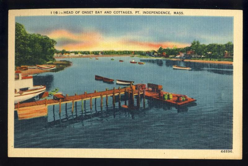 Point Independence, Massachusetts/Mass/MA Postcard,Onset Bay/Pier/Cottages