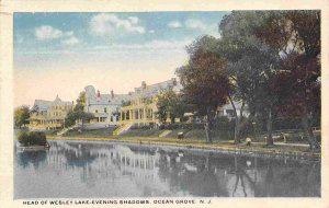 Wesley Lake Evening Shadows Ocean Grove New Jersey 1920s postcard