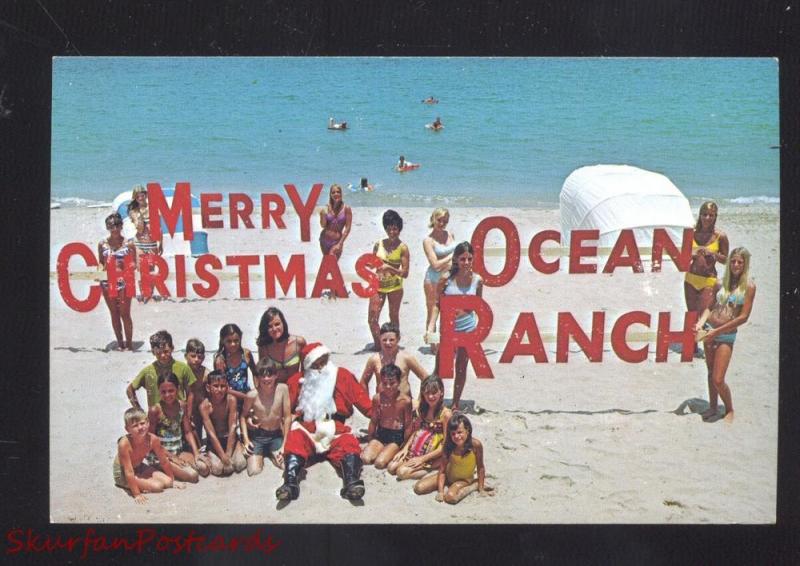 POMPANO BEACH FLORIDA OCEAN RANCH CHRISTMAS POSTCARD BATHING