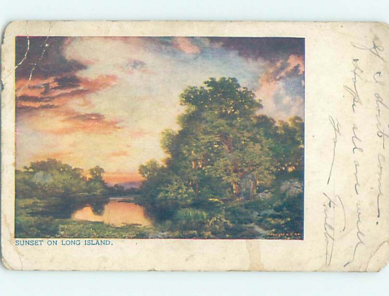 Divided-back LONG ISLAND SUNSET Long Island New York NY AD8181