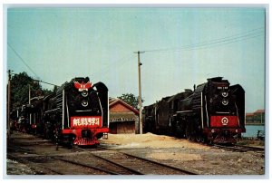 1979 Chinese National Railways QJ and RM Class Wuhan Shed China Postcard 