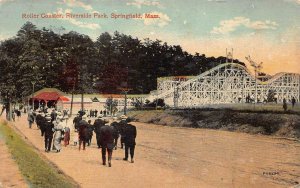 ROLLER COASTER RIVERSIDE PARK SPRINGFIELD MASSACHUSETTS POSTCARD (c. 1910)